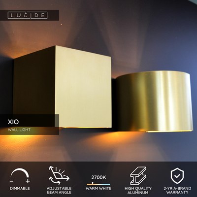 Lucide XIO - Wall light - LED Dim. - G9 - 1x4W 2700K - Adjustable beam angle - Matt Gold / Brass